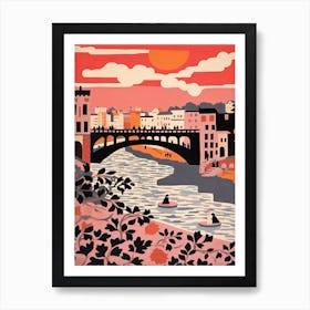 Ponte Sant Angelo, Rome Italy Colourful 4 Art Print