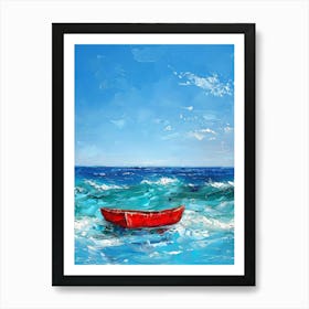 Red Boat In The Sea 3 Art Print