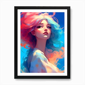 Colorful Haired Girl-Reimagined Art Print