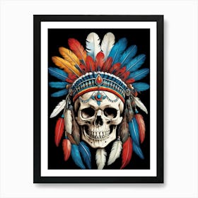 Skull Indian Headdress (27) Art Print