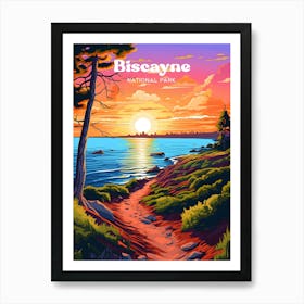 Biscayne National Park Florida Sunset Modern Travel Art Art Print