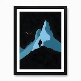 Silhouette Of A Mountain Climber, Backpacking and camping essentials, Hiking gear for remote trails, Camping under the starry sky, Scenic hiking routes for beginners, Camping by the riverside, Solo hiking adventures in the wilderness, Camping with family in national parks, Hiking and camping safety tips, Budget-friendly camping equipment, Hiking trails and campgrounds near me. Art Print