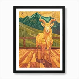 Goat On A Wooden Floor Art Print