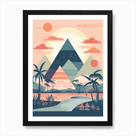 The Pyramids Of Giza   Egypt   Cute Botanical Illustration Travel 1 Art Print