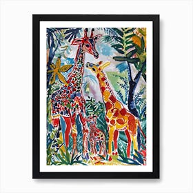 Crayon Giraffe Pattern Art Print