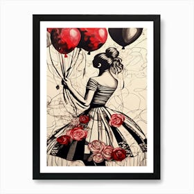 Girl With Balloons 1 Art Print