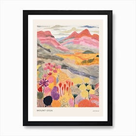 Mount Ossa Australia 1 Colourful Mountain Illustration Poster Art Print