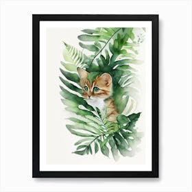 Kitten S Paw Fern Watercolour Art Print