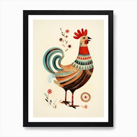 Rooster, primitive art 1 Art Print