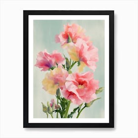 Snapdragons Flowers Acrylic Painting In Pastel Colours 3 Art Print