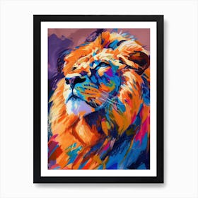 Southwest African Lion Symbolic Imagery Fauvist Painting 2 Art Print