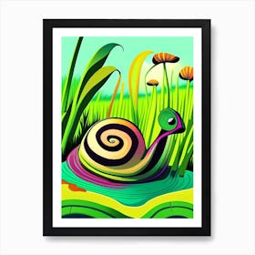 Garden Snail In Wetlands Pop Art Art Print