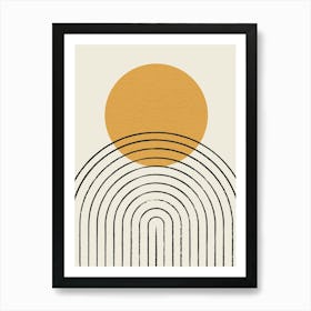 Sun Arch Arch Lines Full Gold - Minimal Abstract Mid-century Modern Art Print