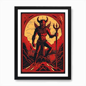 The Devil Tarot Card, Vintage 1 Art Print
