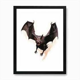 Flying Fox Bat Vintage Illustration 1 Art Print