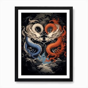 Yin And Yang Chinese Dragon Illustration 6 Art Print