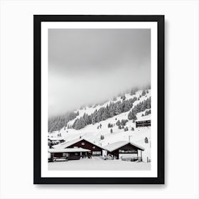 Cardrona, New Zealand Black And White Skiing Poster Art Print