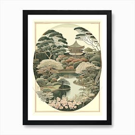 Hamarikyu Gardens, Japan Vintage Botanical Art Print