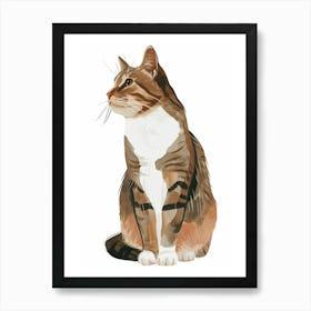 American Bobtail Cat Clipart Illustration 9 Art Print