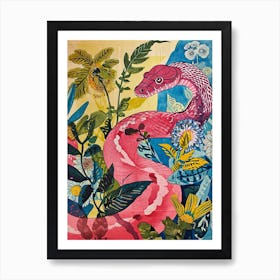 Floral Animal Painting Snake 4 Art Print