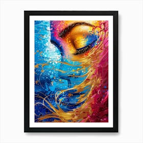 Woman With Colorful Hair 1 Art Print