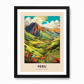 Rainbow Mountain Peru 1 Vintage Hiking Travel Poster Art Print
