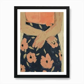 Woman In A Floral Dress 1 Art Print