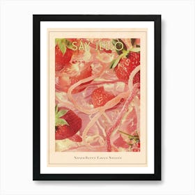 Strawberry Laces Candy Sweets Retro Collage 3 Poster Art Print