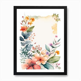 Watercolor Floral Frame Art Print