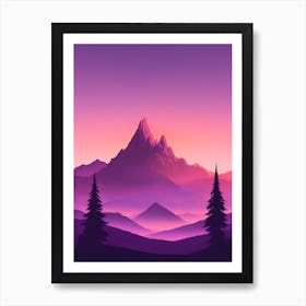 Misty Mountains Vertical Composition In Purple Tone 29 Art Print