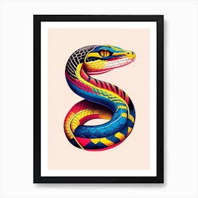 Egyptian Cobra Snake Tattoo Style Art Print