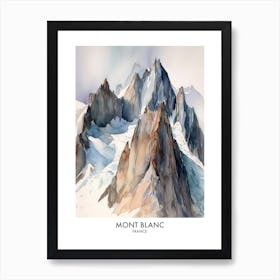 Mont Blanc France Watercolour Travel Poster 2 Art Print