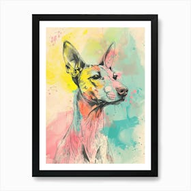 Pastel Xoloitzcuintli Hairless Dog Pastel Line Illustration  1 Art Print