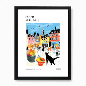 The Food Market In Oslo 4 Illustration Poster Art Print