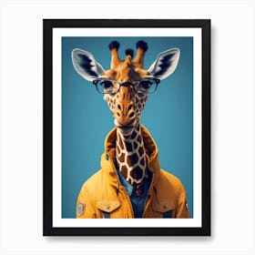 Funny Giraffe Wearing Jackets And Glasses Cool Art Print