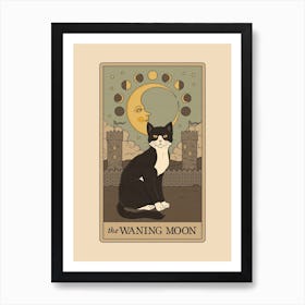 The Waning Moon   Cats Tarot Art Print