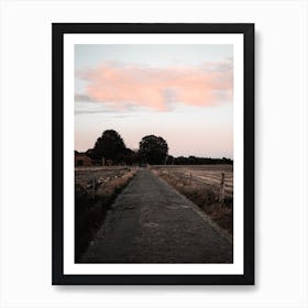 The Pink Country Road Sunset Netherlands Nature Art Print