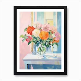 A Vase With Zinnia, Flower Bouquet 3 Art Print