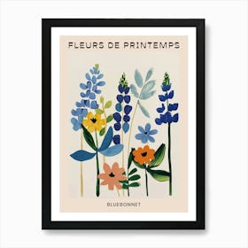 Spring Floral French Poster  Bluebonnet 2 Art Print