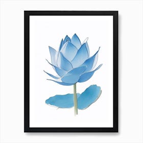 Blue Lotus Pencil Illustration 6 Art Print