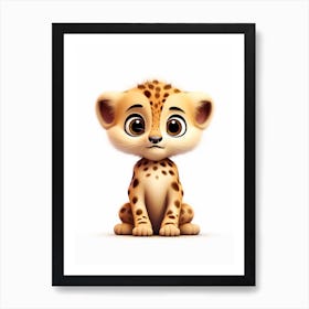 Watercolour Jungle Animal Baby Cheetah 3 Art Print