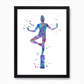 Gymnast On Balance Beam Watercolor Art Print