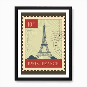 Paris Eiffel Tower Postage Stamp Travel Art Print