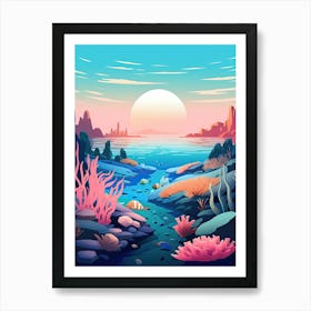 Great Barrier Reef, Australia, Bold Outlines 3 Art Print