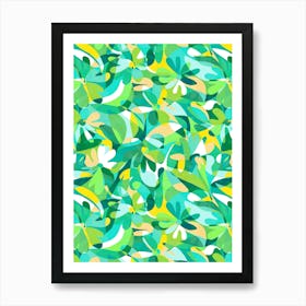 Abstract Flowers - Green Art Print