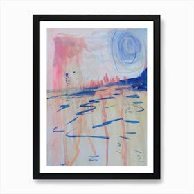 Abstract Painting Red Blue Sunset Art Print