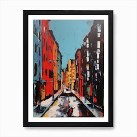 Painting Of A London With A Cat In The Style Of Of Pop Art 2 Art Print