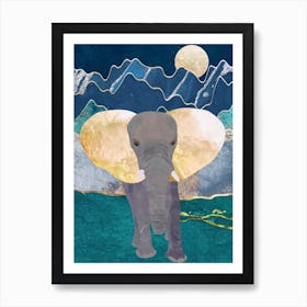 Elephant In The Moonlight Art Print