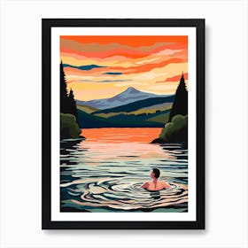 Wild Swimming At Loch Morlich Scotland 3 Art Print