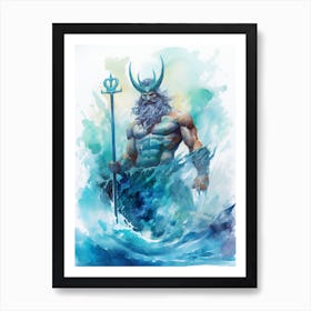  Watercolor Drawing Of Poseidon 5 Art Print